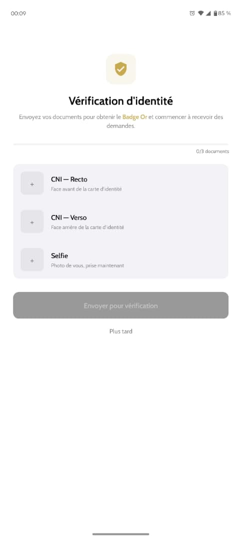 KYC prestataire sur SIRA au Togo : badge vérifié